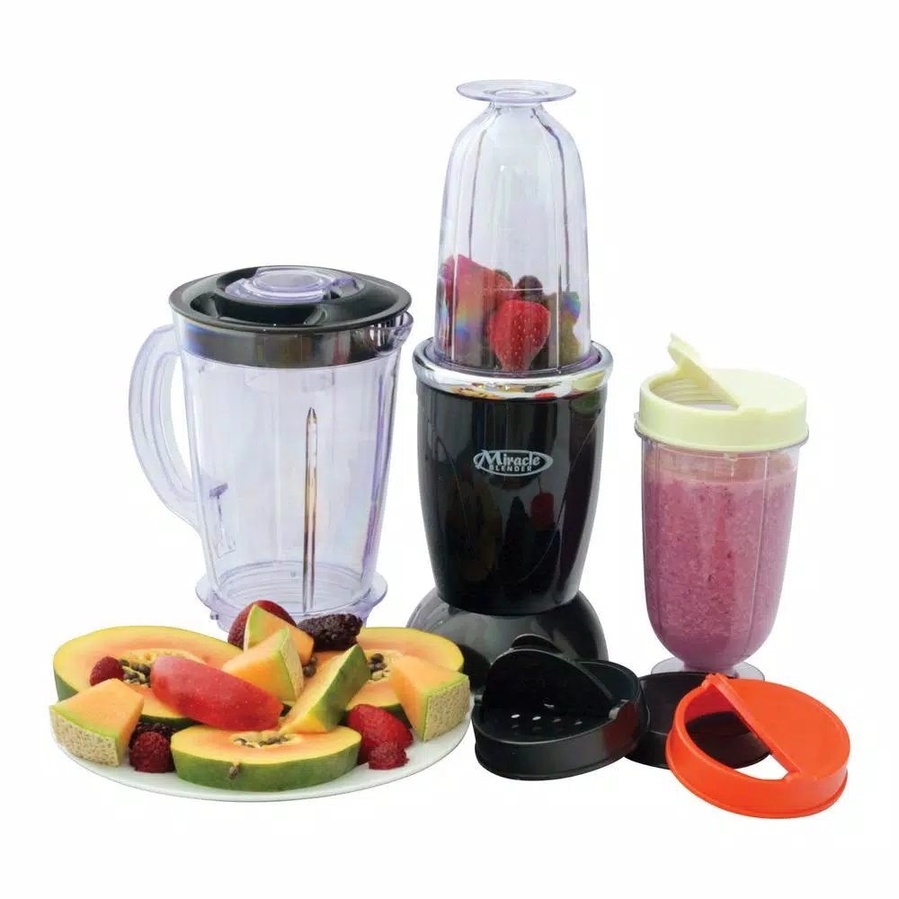 Total Chef Miracle Blender 12-Piece Set, 33 oz. Single Speed Personal Blender, Black