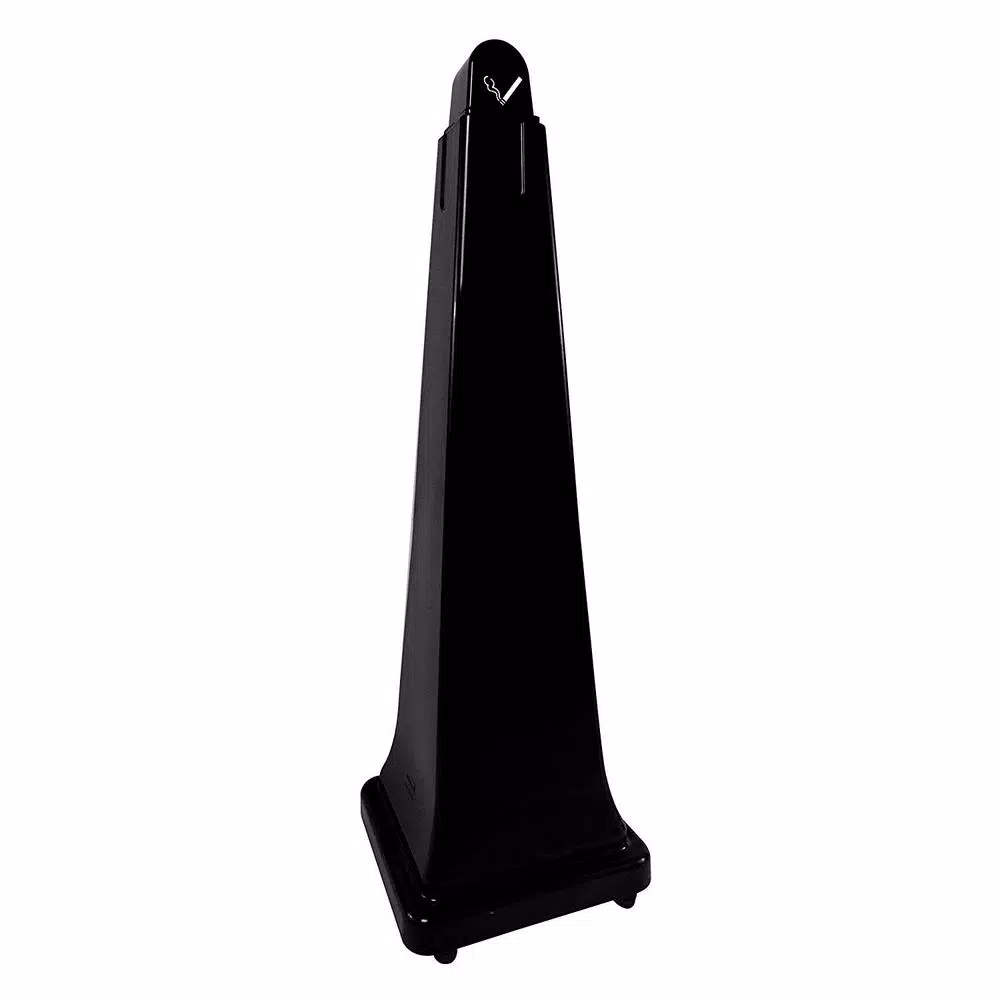 Rubbermaid 1 Gal. Black Smoking Management Receptacle - All-Weather Outdoor Cigarette Disposal