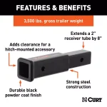 CURT 8" Receiver Tube Extender, 2" Shank, 3,500 lbs. Capacity thumbnail 6