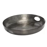 Honey-Can-Do Black Glossy Hammered Aluminum 16 in. Round Serving Tray with Handles thumbnail 1
