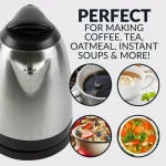 HomeCraft 1-Liter Stainless Steel Electric Kettle, 1500W Rapid Boil, 4-Cup Cordless Water Boiler thumbnail 3