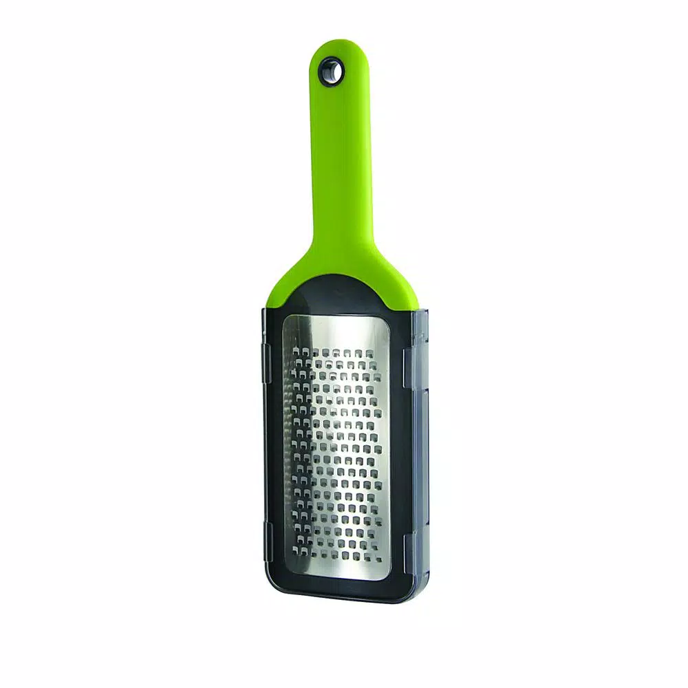 Simposh Stainless Steel Coarse Grater with Ergonomic Comfort Grip Handles and Safety Storage Lid