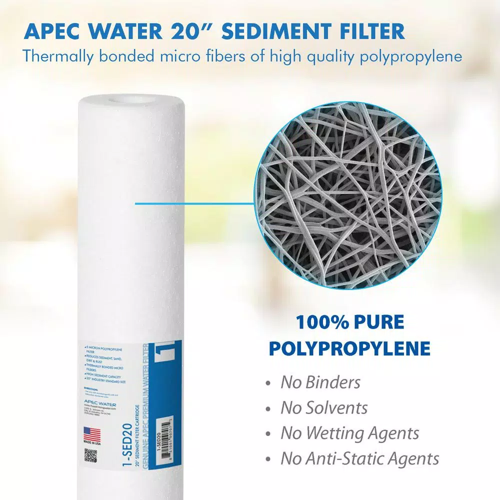 APEC Water Systems APEC 5 Micron High Capacity Sediment Pre-Filter, 20 in. x 2.5 in. Commercial Grade