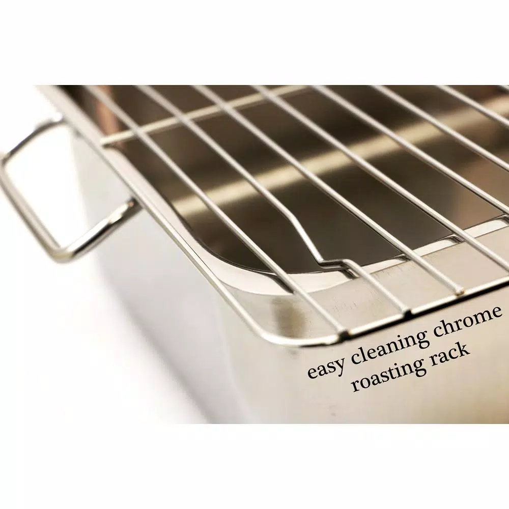 ExcelSteel 4-Piece Stainless Steel Roaster and Lasagna Pan Set with Plastic Cover and Spatula