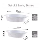 MALACASA 2-Piece White Oval Porcelain Bakeware Set, 12.75 in. and 14.5 in. Ceramic Baking Dishes thumbnail 4