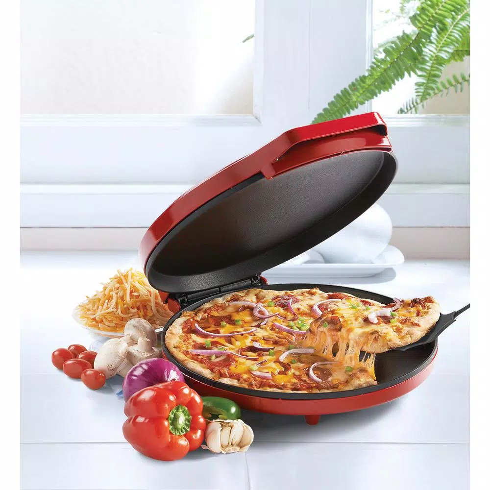 Betty Crocker 12 in. Non-Stick Pizza Maker, Red Specialty Countertop Grill