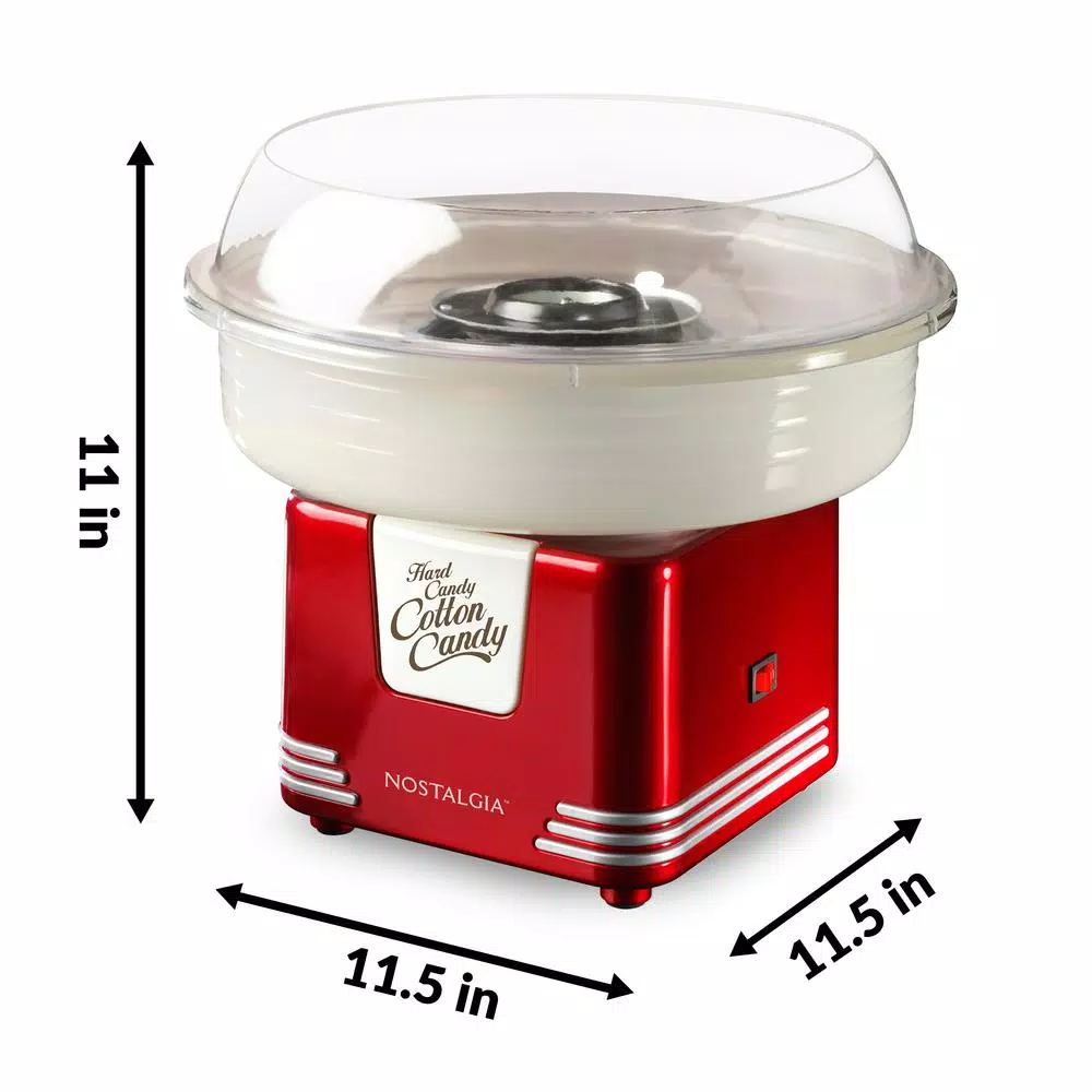 Nostalgia Retro Red Cotton Candy Maker Machine with Cones - Works with Hard Candy & Sugar-Free Candy
