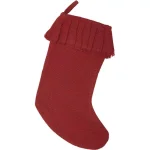 VHC Brands 15 in. Red Cotton Burlap Ruffled Christmas Stocking - Farmhouse Holiday Decor thumbnail 1