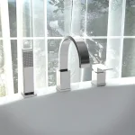 ANZZI Nite Series Single-Handle Deck-Mount Roman Tub Faucet with Handheld Sprayer, Polished Chrome thumbnail 5