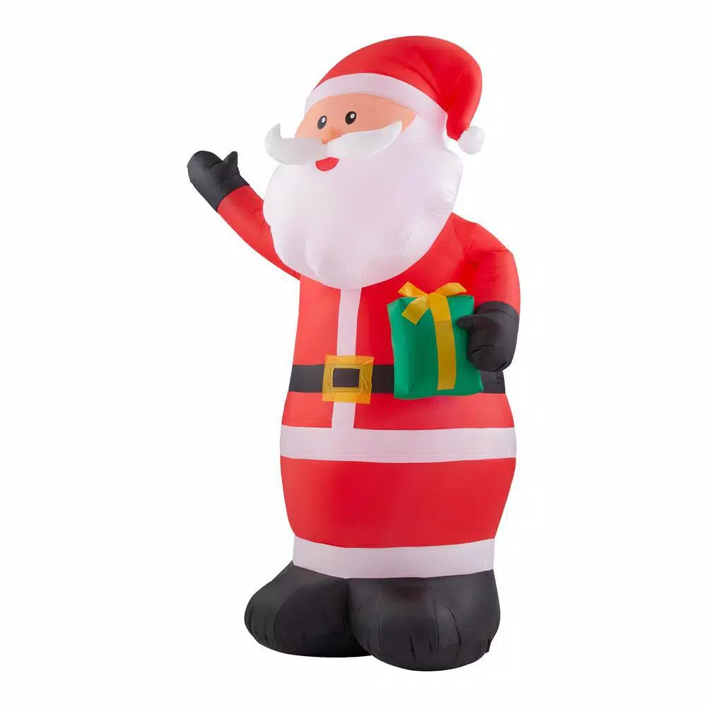 Home Accents Holiday 6.5 ft. Airblown Inflatable Santa with Present, LED Holiday Decoration