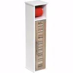 Unbranded Stockholm 2-in-1 Freestanding Toilet Paper Holder and Storage Cabinet, Brown Oak & White thumbnail 1