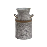 LITTON LANE 14 in. Gray Galvanized Tin Decorative Milk Can with Rust Band Handles thumbnail 2