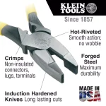Klein Tools 9 in. Journeyman High Leverage Side Cutting Crimping Pliers thumbnail 2
