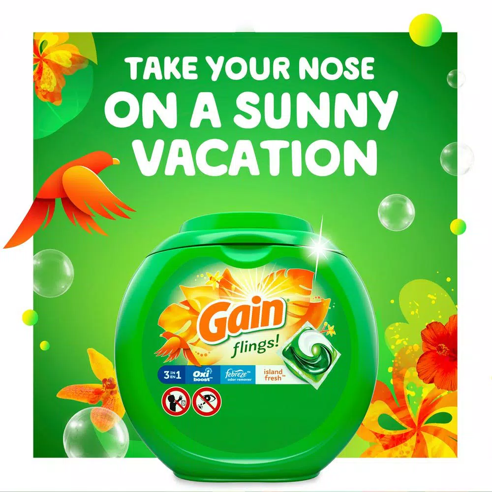 Gain Flings Island Fresh Scent Laundry Detergent Pods, 81 Count