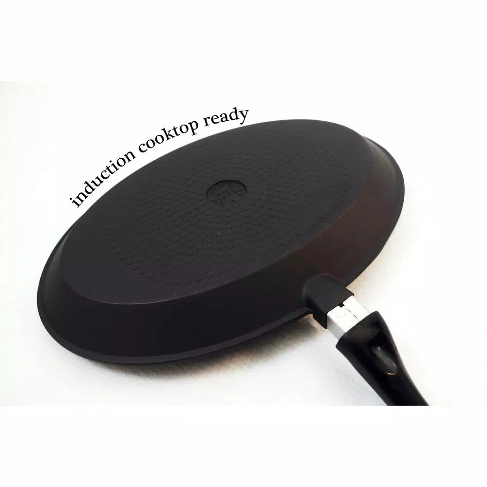 ExcelSteel 11 in. Cast Aluminum Nonstick Oval Frying Pan, Black