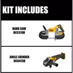 DEWALT 20V MAX XR Cordless Brushless Deep Cut Band Saw & 4-1/2 in. Grinder Combo Kit thumbnail 2