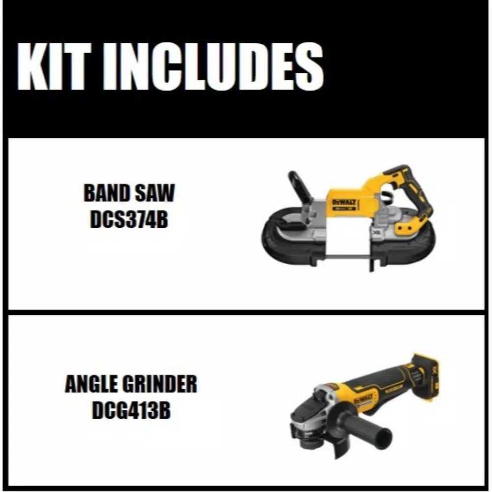 DEWALT 20V MAX XR Cordless Brushless Deep Cut Band Saw & 4-1/2 in. Grinder Combo Kit