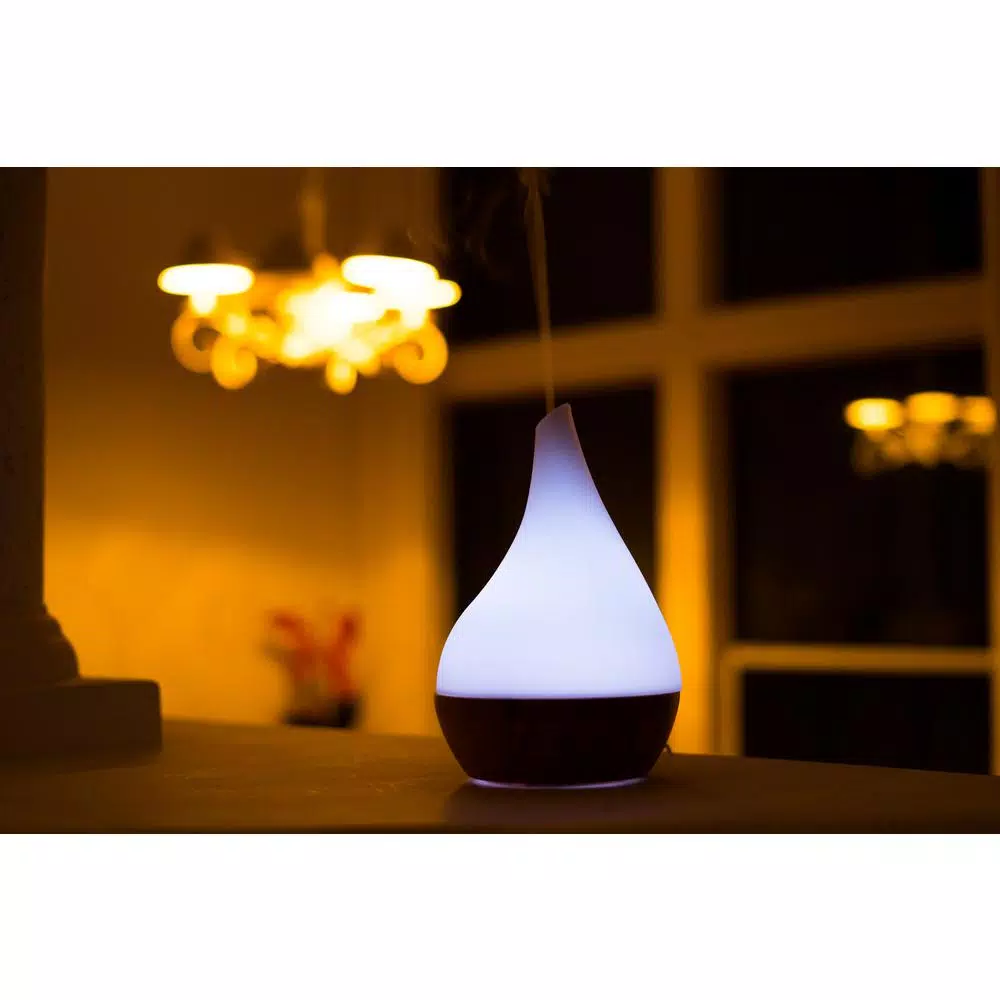 X Brand Canary Glass and Bamboo Ultrasonic Aroma Diffuser with LED Lights