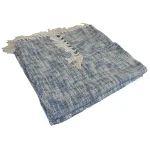 LR Resources Blue Chambray Woven Cotton Throw Blanket with Fringed Edges, 50 x 60 in thumbnail 2