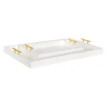 Kate and Laurel Lipton 2-Piece Modern Glam Decorative Tray Set, White and Gold Wood Trays thumbnail 5