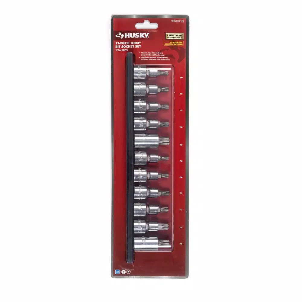 Husky 1/2 in. Drive Torx and Tamper-Proof Torx Bit Socket Set, 11-Piece