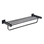 Glacier Bay Farrington 21 in. Wall Mount Towel Rack with Shelf and Bar, Matte Black thumbnail 1