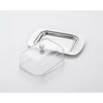 ExcelSteel Stainless Steel Butter Dish with Clear Plastic Cover and Chrome Knob thumbnail 1
