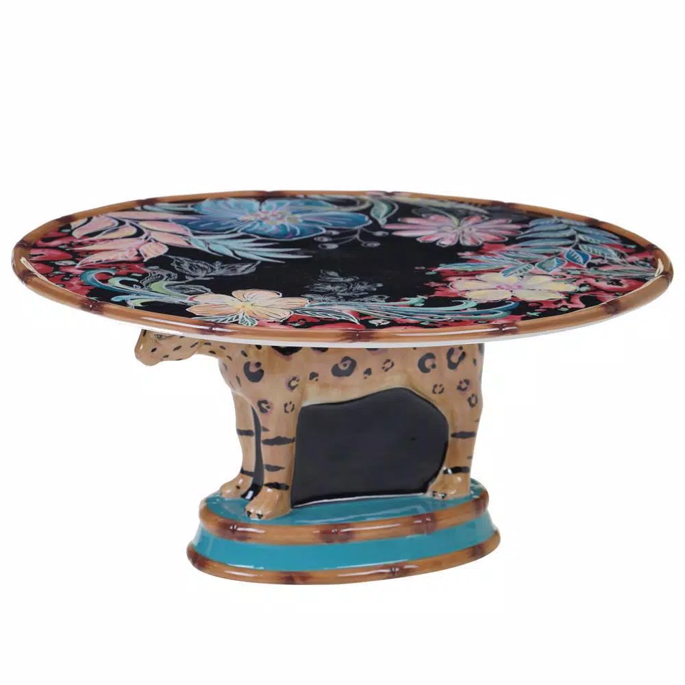 Certified International Exotic Jungle 3-D Ceramic Cake Stand, 12.25 in.