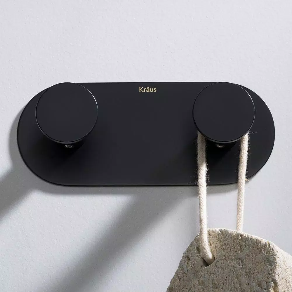 KRAUS Elie Double Robe and Towel Hook, Matte Black