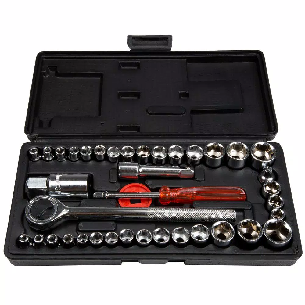 Stalwart 40-Piece SAE and Metric Socket Set with 3/8 in. Drive Ratchet and Carrying Case