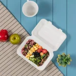 Unbranded 9 in. White Sugarcane Clamshell Containers, Biodegradable & Compostable (300 Pack) thumbnail 4