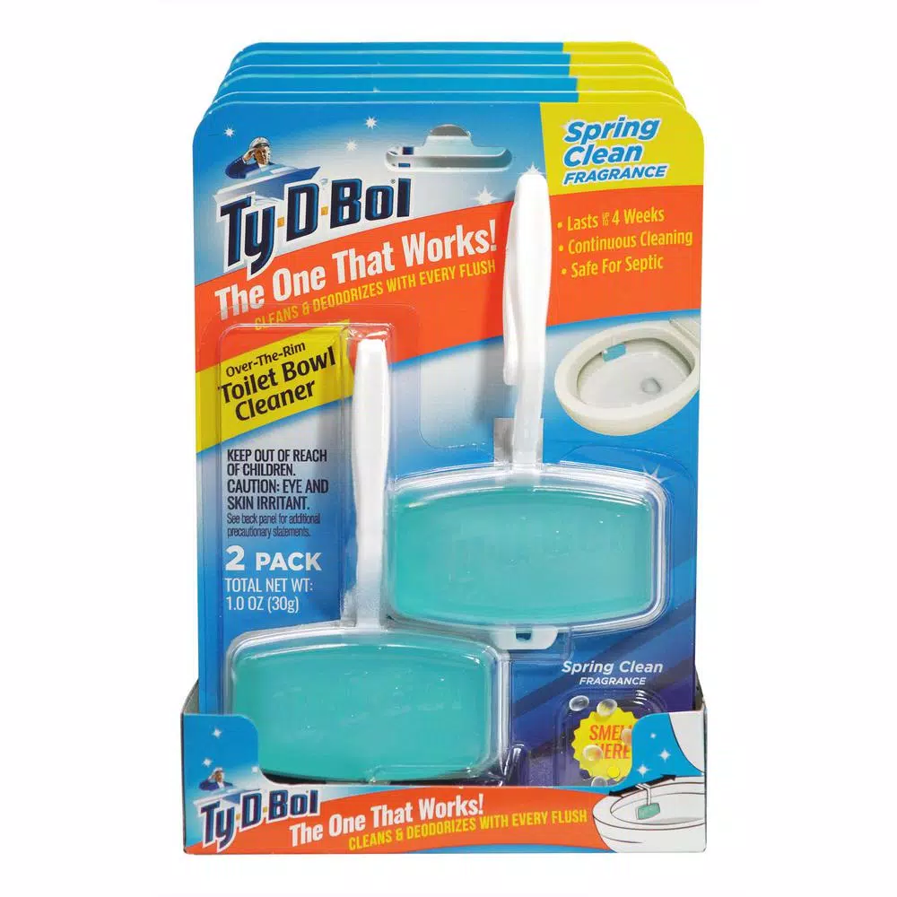 Ty-D-Bol 1 That Works Spring Clean Fragrance Toilet Bowl Cleaning Gel Rim Hangers, 6-Pack