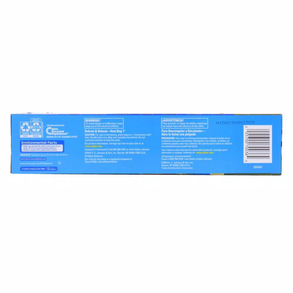 Ziploc Brand 0.5 Gallon Expandable Bottom Resealable Slider Bags, 12-Pack (24 Bags Total)