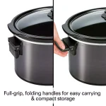 Hamilton Beach 10 Quart Slow Cooker with Folding Handles, Black thumbnail 3