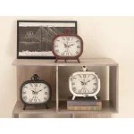 LITTON LANE Set of 3 Vintage Farmhouse Rounded Rectangle Iron Table Clocks - Distressed Red, Black, and White thumbnail 1