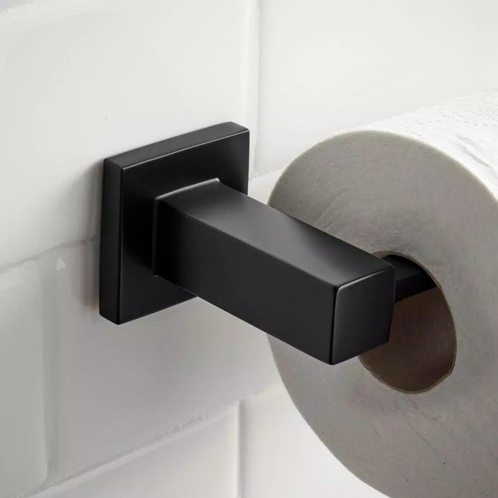 Glacier Bay Farrington Single-Post Toilet Paper Holder, Matte Black