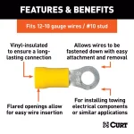 CURT Ring Terminals, 12-10 AWG Wire Gauge, #10 Stud Size, Yellow, 100-Pack thumbnail 2