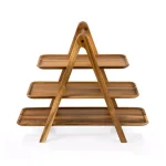 Picnic Time Acacia Wood 3-Tier Serving Ladder Station Set with Removable Trays thumbnail 2