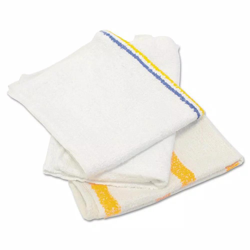 HOSPECO Value White Terry Cloth Bar Mops, Reusable Counter Cloths, 25 lbs. Bag