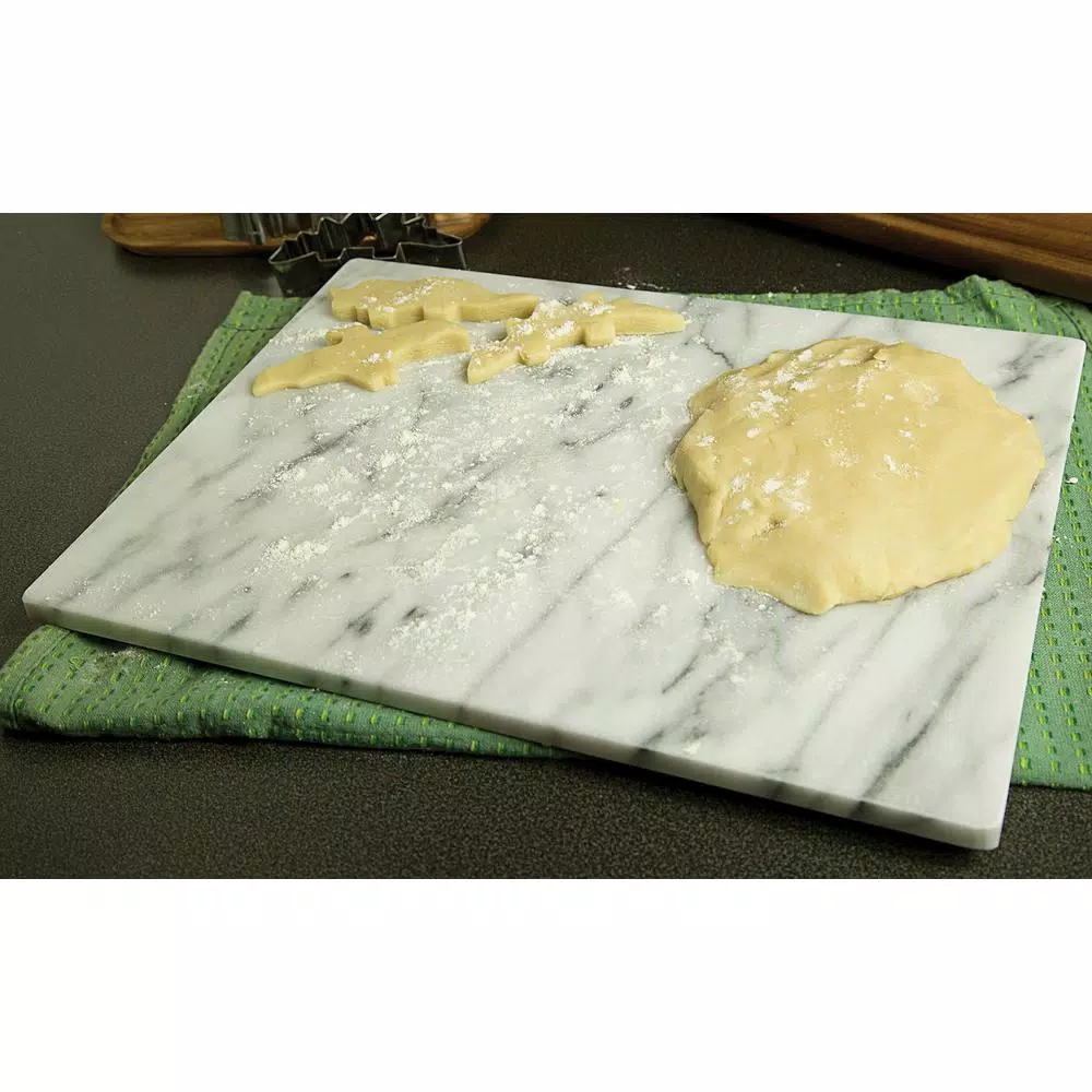 Fox Run White Marble Pastry Board, 12 x 16 inch Rolling Surface for Dough and Pastries
