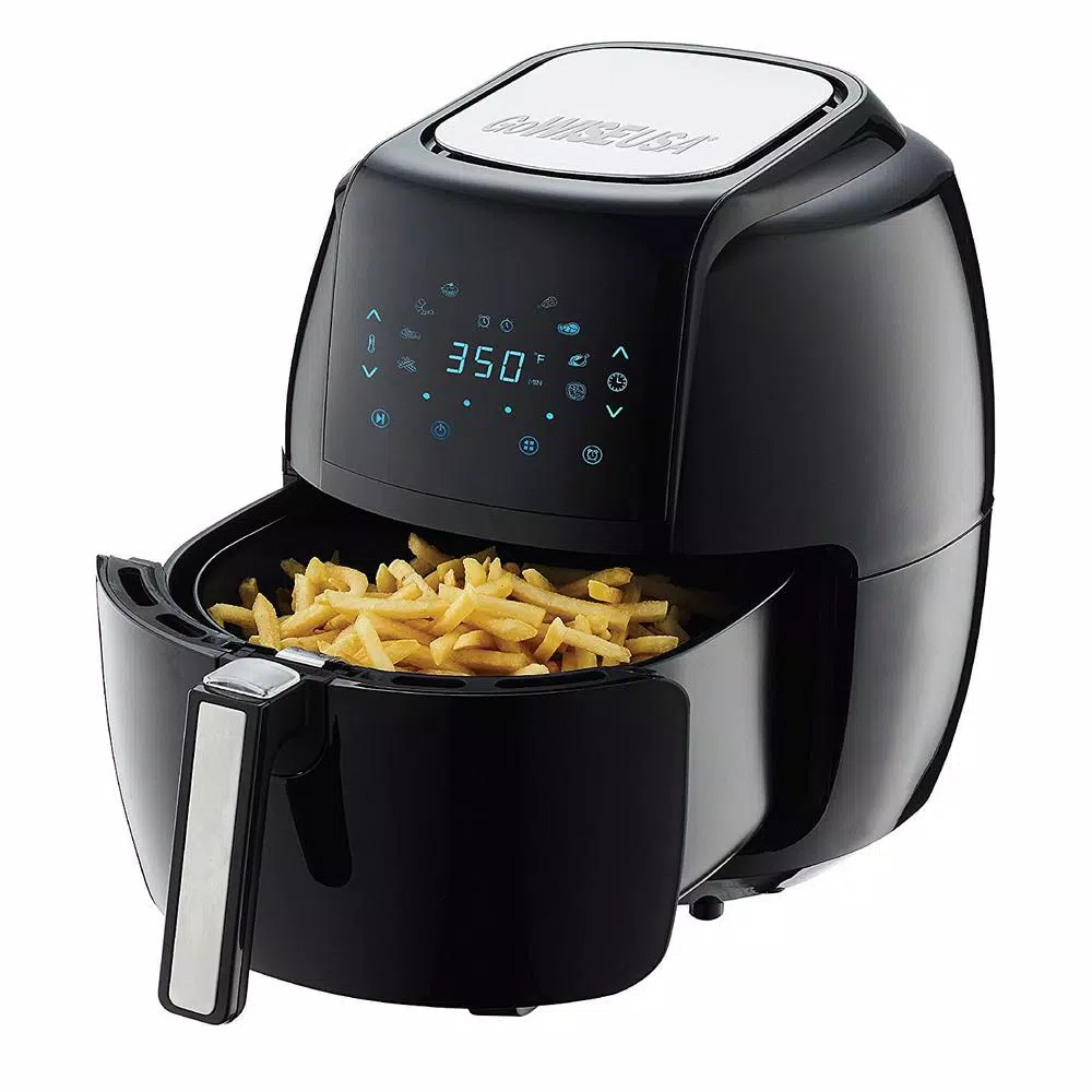 GoWISE USA 5.8 Qt. XL Electric Air Fryer, 8-in-1 Black Countertop Fryer with Recipe Book