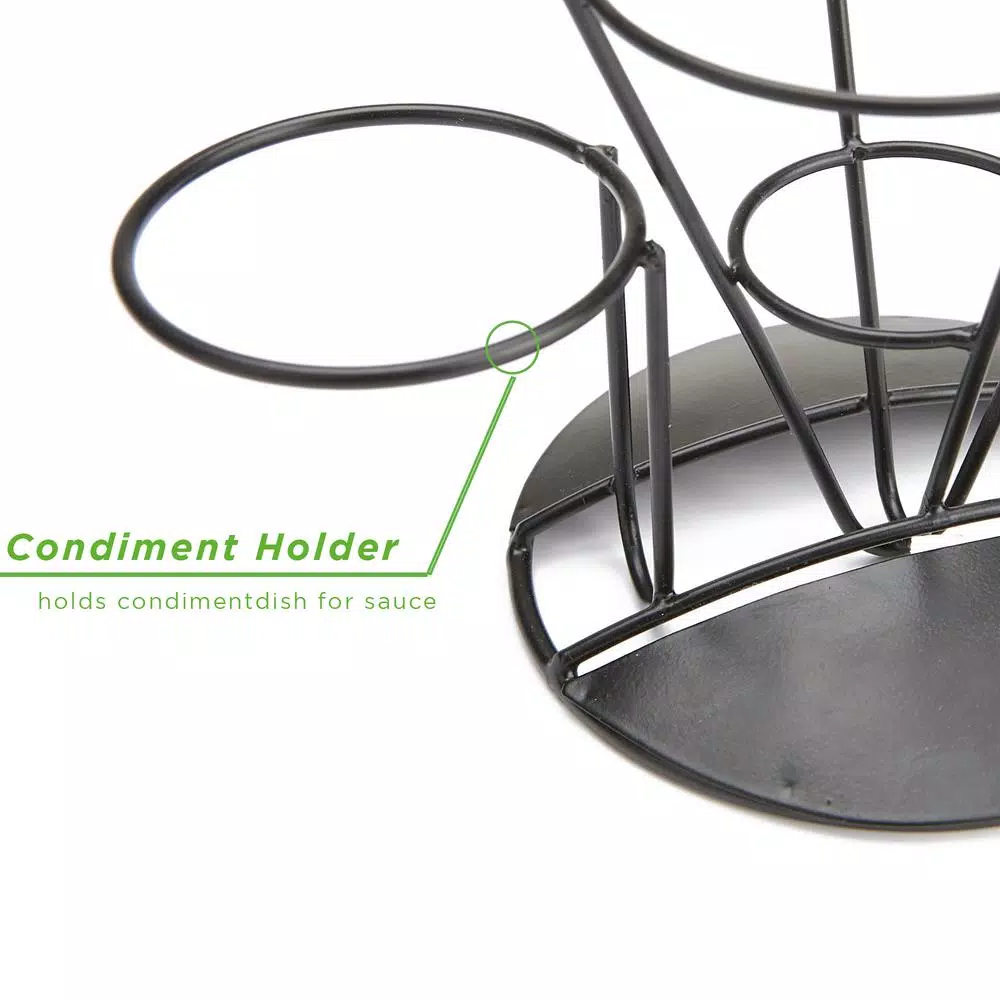 Mind Reader Set of 3 Metal Cone Shaped French Fry Holders with Dipping Compartment