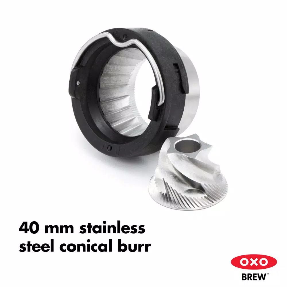 OXO Black Stainless Steel Burr Coffee Grinder with Integrated Scale, 12 oz. Capacity