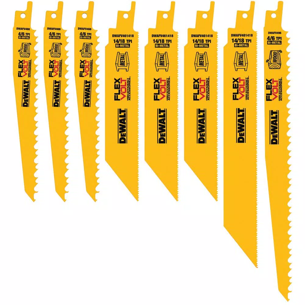DEWALT FLEXVOLT Bi-Metal Reciprocating Saw Blade Set (8-Piece) with 10-Compartment Pro Organizer