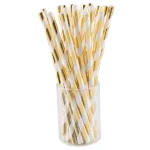 Sugar Plum Party SugarPum Boho Collection 50-Piece Glam Gold and White Assorted Disposable Paper Straws thumbnail 2