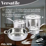 Mockins 10-Piece Tri-Ply Stainless Steel Cookware Set with Lids and Utensils thumbnail 7