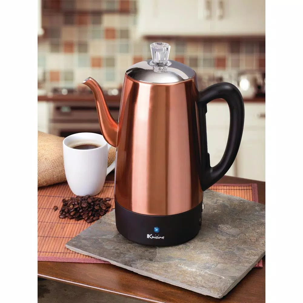 Euro Cuisine 12-Cup Copper Electric Percolator, Stainless Steel Coffee Maker