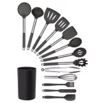 MegaChef 14-Piece Gray Silicone and Stainless Steel Kitchen Utensil Set thumbnail 1