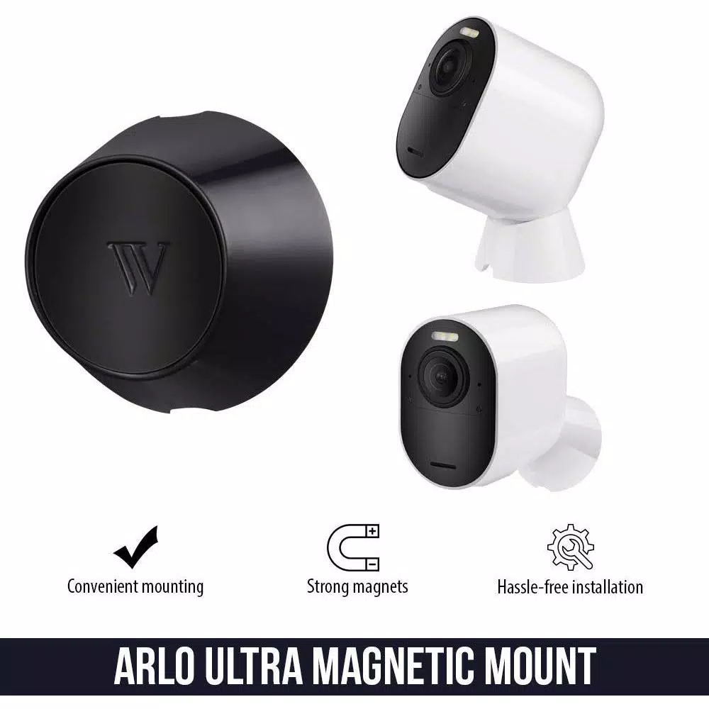 Wasserstein Magnetic Wall Mount for Arlo Ultra 2, Ultra, Pro 4, and Pro 3 (3-Pack, Black)