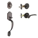 Copper Creek Tuscan Bronze Contemporary Front Door Handleset with Left-Hand Scandinavian Lever Trim thumbnail 1